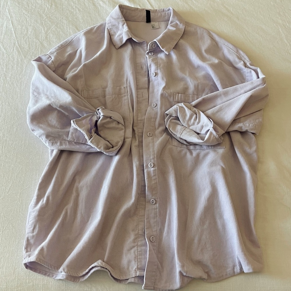 Corduroy Oversized Nude Shirt Jacket (lilac)